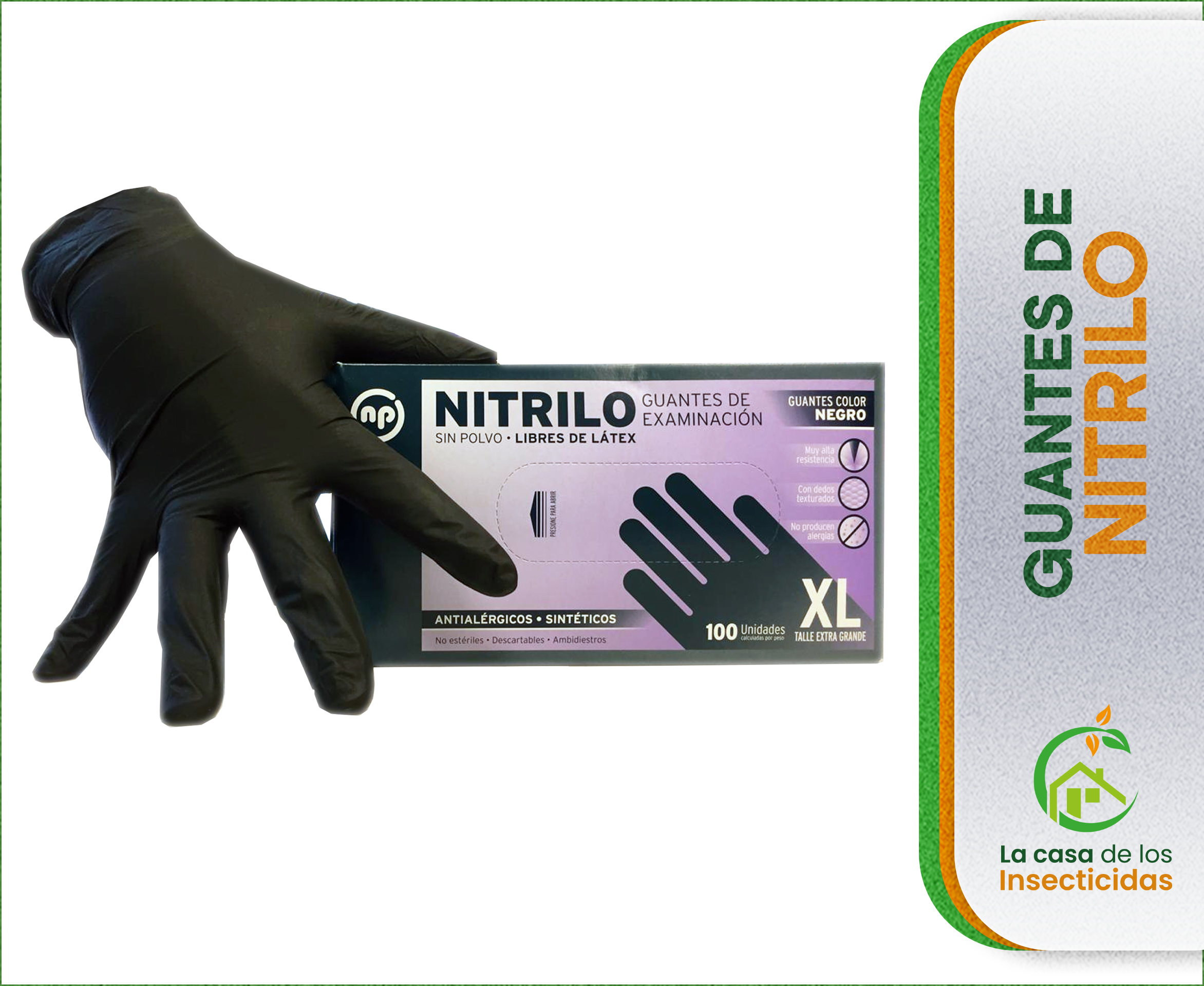 Guantes Nitrilo para fumigaciones y control de plagas x 100 un.